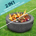 Dellonda Round MgO Fire Pit with BBQ Grill Ø60cm Safety Mesh Screen - Dark Grey Dellonda - UK Camping And Leisure