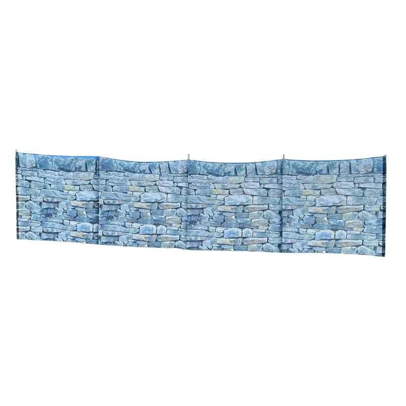 Olpro Stone Wall Folding Wooden Windbreak 4 Panels 480cm