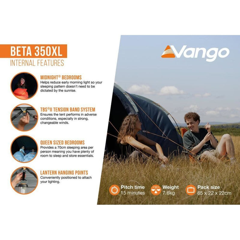 Vango Beta 350XL Deep Blue 3 Person Tent Vango - UK Camping And Leisure