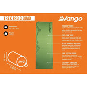Vango Trek Pro 3 Quad Self inflating Sleep Mat Artichoke Vango - UK Camping And Leisure