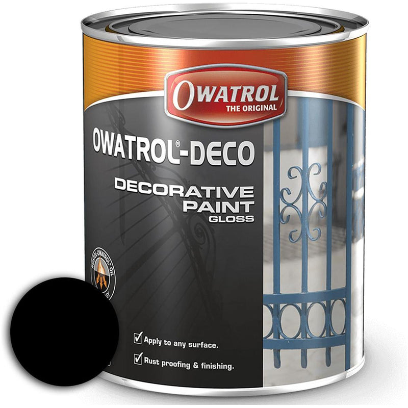 Owatrol Deco Anti Corrosive Gloss Paint (Black RAL 9005 750ml) for Metal Protec Owatrol - UK Camping And Leisure