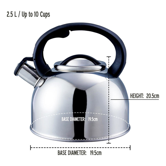 MDS1203 Liberty Silver 2.5 Litre Whistling Kettle CW-T056-B1S Liberty Leisure UK - UK Camping And Leisure