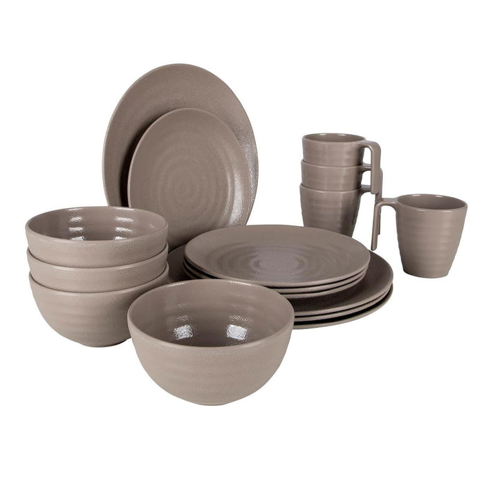 Bo-Camp Tableware Stone 16 Pieces Beige Bo-Camp - UK Camping And Leisure