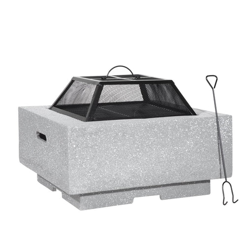 Dellonda Square Fire Pit with BBQ Grill Safety Mesh Screen Fire Poker Light Grey Dellonda - UK Camping And Leisure