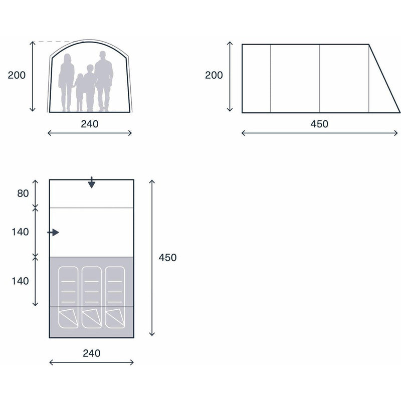 Kampa Dawlish 03 Tent 3 Person Poled Tent - View 10