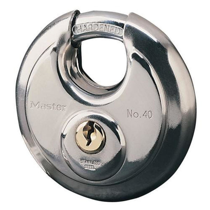 Masterlock Padlock SS 70mm Diameter Disc Steel Shackle Masterlock - UK Camping And Leisure