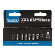 Draper PowerUP Ultra Alkaline AAA Batteries (Pack of 12) 03968 Draper - UK Camping And Leisure
