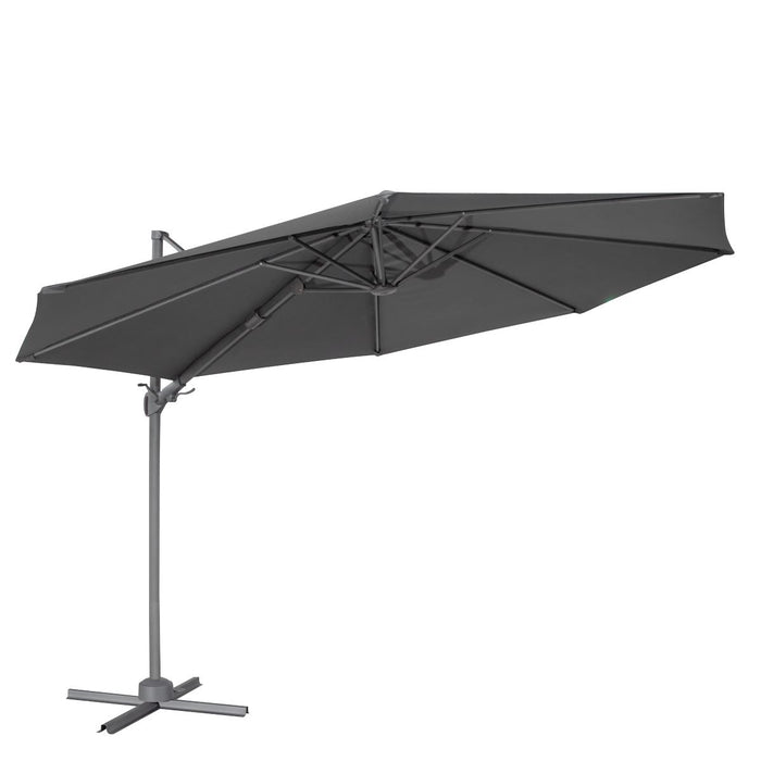 Dellonda Cantilever Parasol with 360 Rotation, Tilt & Cover 3m - Grey Dellonda - UK Camping And Leisure