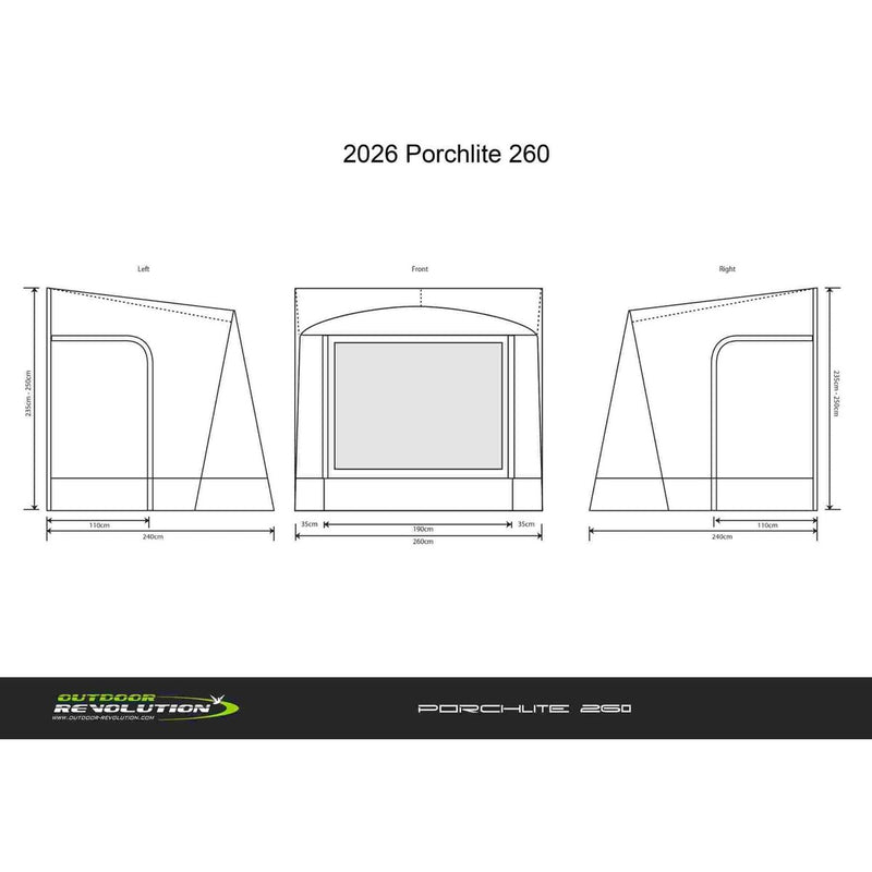 Outdoor Revolution Porchlite 260 Alu-Tech Poled Caravan Porch Awning - View 12