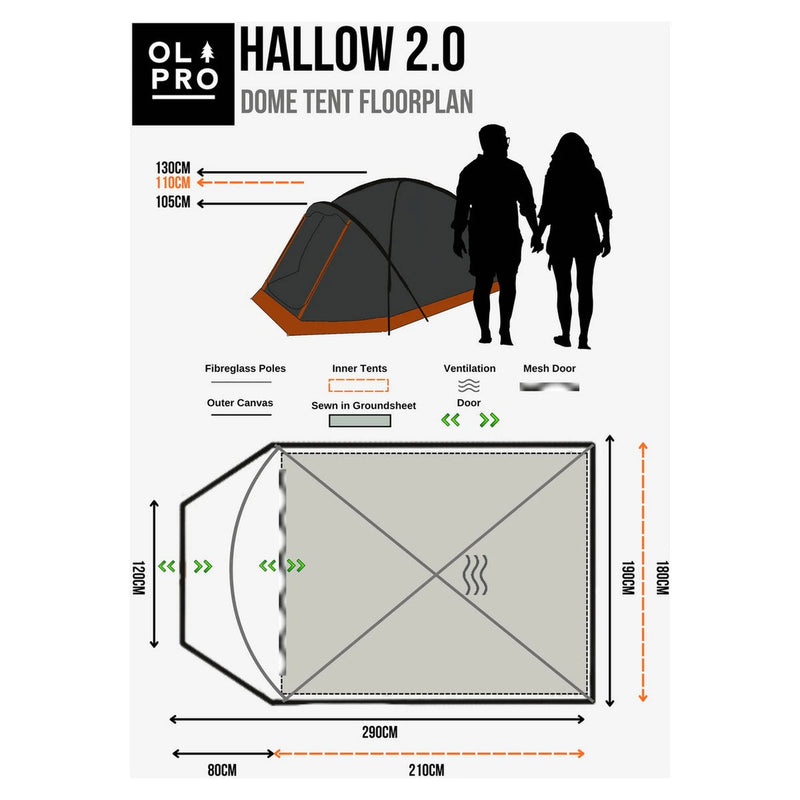 Olpro Hallow 2.0 Dome Tent - 2 Berth, 4.8kg