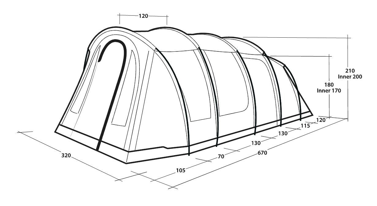 Outwell Phoenix 5 Pole Tent Green 5 Person Outwell - UK Camping And Leisure
