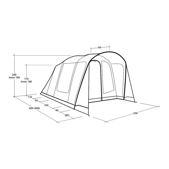 Outwell Sunhill 3 Berth Air Tent Two Room Tunnel Inflatable Tent