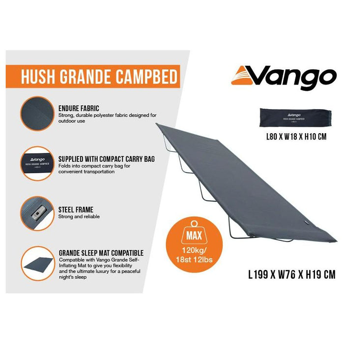 Vango Hush Grande Campbed Lightweight Foldable Compact Camp Bed Vango - UK Camping And Leisure