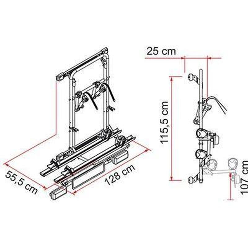 Fiamma Carry Bike 200DJ Fiat Ducato Pre 06 2 Bike Cycle Carrier Fiamma - UK Camping And Leisure