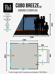 Olpro Cubo Breeze v2  Campervan Awning Orange | sewn-in groundsheet, quick pitch, 5000mm, tailgate