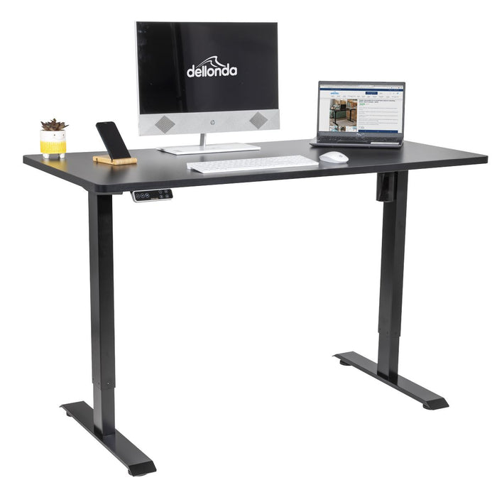 Dellonda Black Electric Height Adjustable Standing Desk Memory Quiet 1400x700mm Dellonda - UK Camping And Leisure