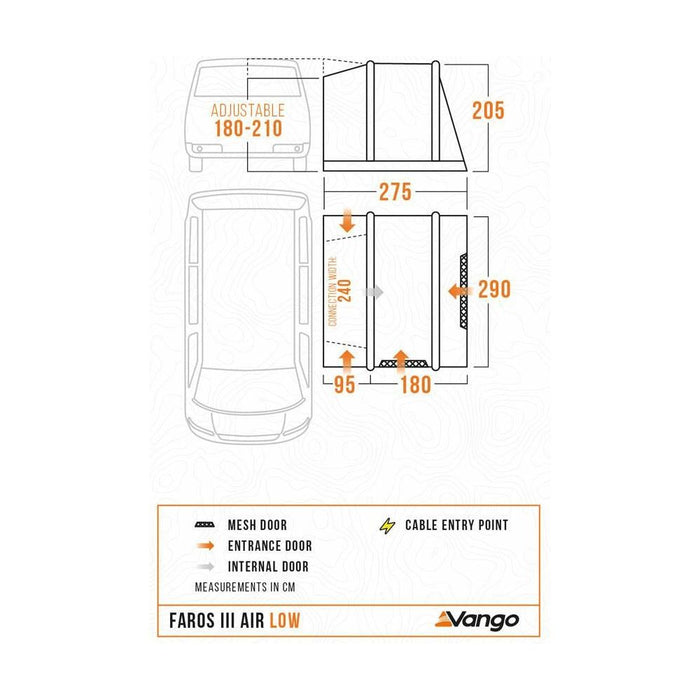 Vango Faros III Air Low Drive Away Awning Low Cloud Grey Vango - UK Camping And Leisure