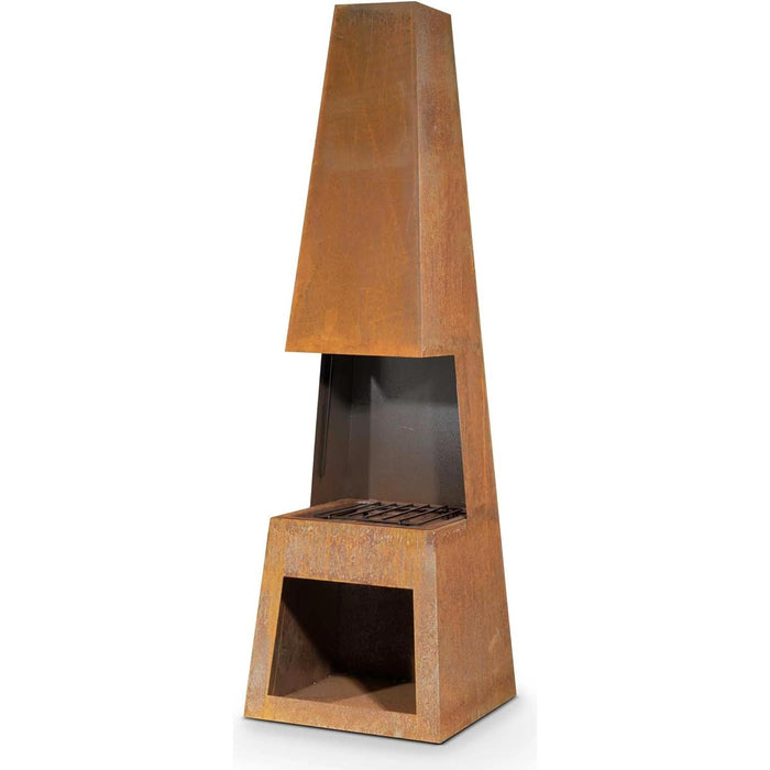 Dellonda Outdoor Chiminea Fireplace Heater Firewood Storage - Corten Steel Dellonda - UK Camping And Leisure