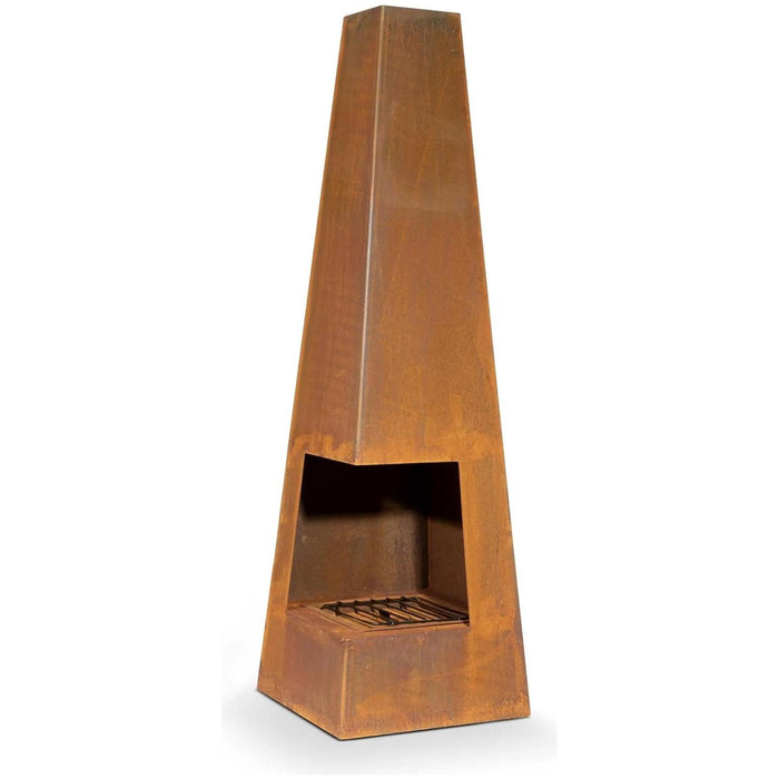 Dellonda Chiminea Wood Burner Heater for Outdoors W45cm x H150cm Corten Steel