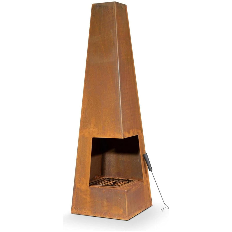 Dellonda Chiminea Wood Burner Heater for Outdoors W45cm x H150cm Corten Steel Dellonda - UK Camping And Leisure