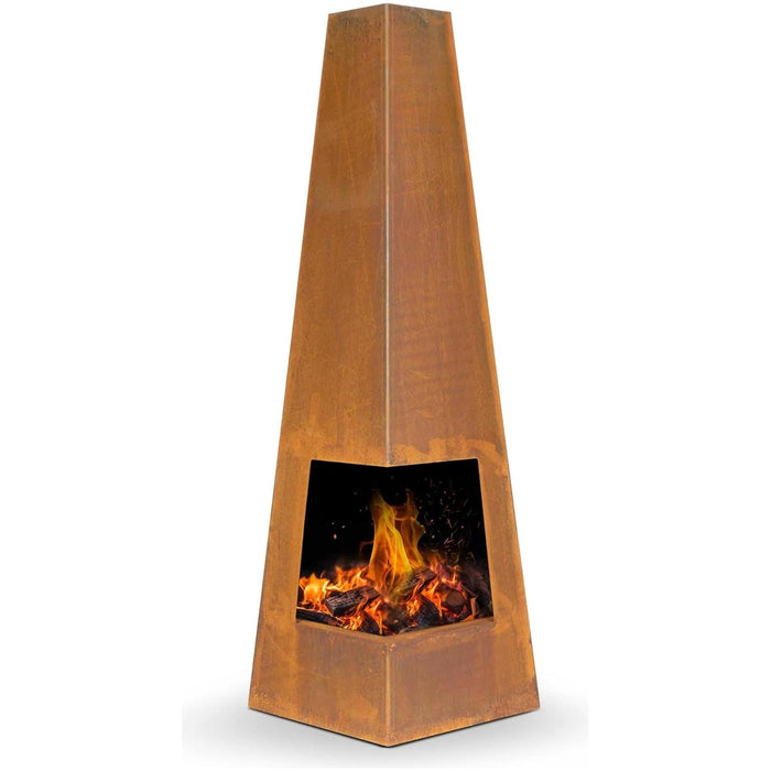 Dellonda Chiminea Wood Burner Heater for Outdoors W45cm x H150cm Corten Steel