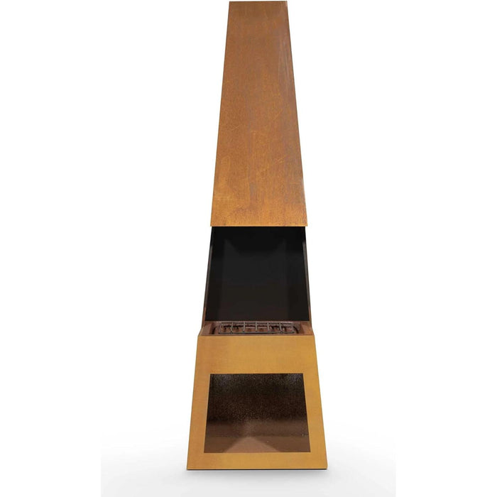 Dellonda Outdoor Chiminea Fireplace Heater Firewood Storage - Corten Steel Dellonda - UK Camping And Leisure