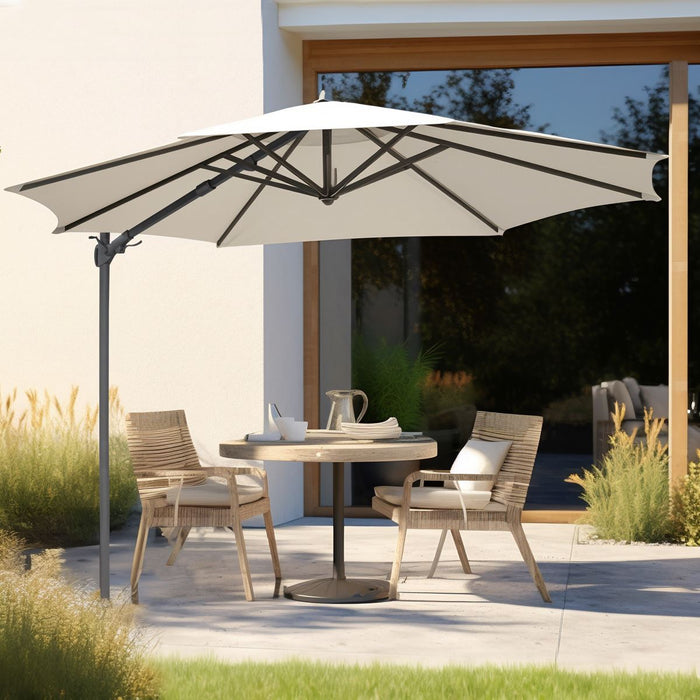 Dellonda Cantilever Parasol with 360 Rotation, Tilt & Cover 3m - Cream Dellonda - UK Camping And Leisure