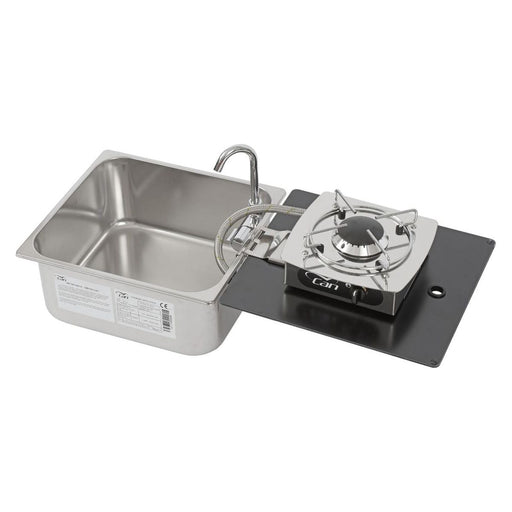 CAN Foldy Hob & Sink Unit with Glass Lid 350 x 320mm (1 Burner / Manual Ignition) CAN - UK Camping And Leisure