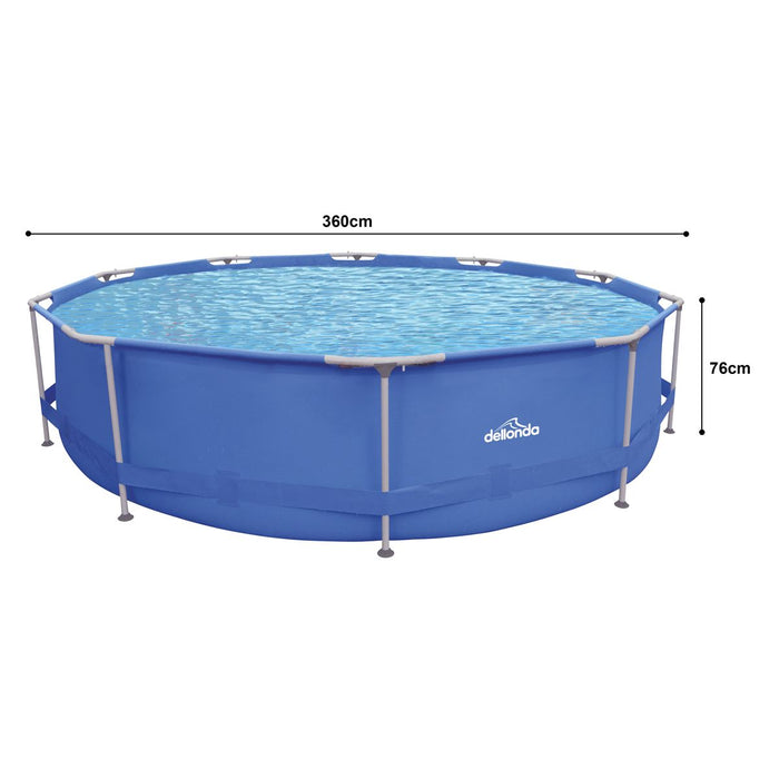 Dellonda Steel Frame Round Swimming Pool & Filter Pump 12ft - Blue DL20 Dellonda - UK Camping And Leisure