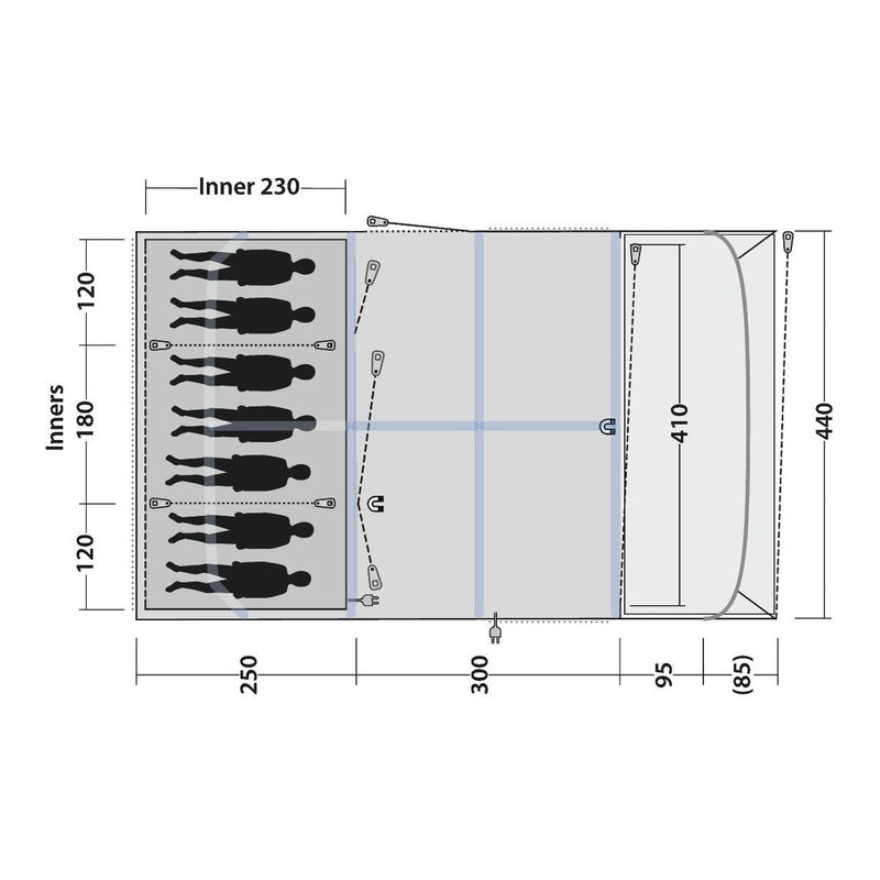 Outwell Charleston 7 Air TC 7 Berth Five Room Tunnel Tent - View 19