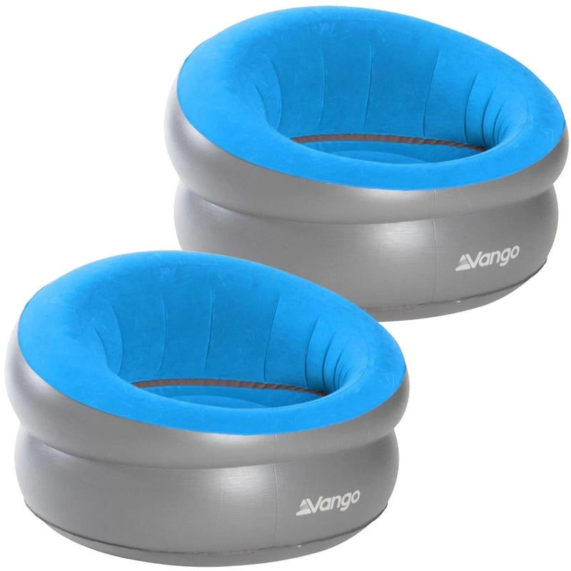 2x Vango Inflatable Donut Flocked Chair Mykonos Blue Vango - UK Camping And Leisure