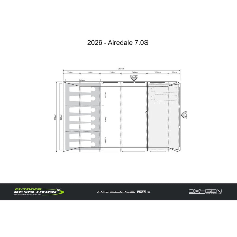 Outdoor Revolution Airedale 7.0S Air Tent 7 Berth Family Tent Inc Footprint - View 18