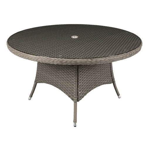 Dellonda Chester Rattan Wicker Round Outdoor Dining Table Tempered Glass Top Dellonda - UK Camping And Leisure