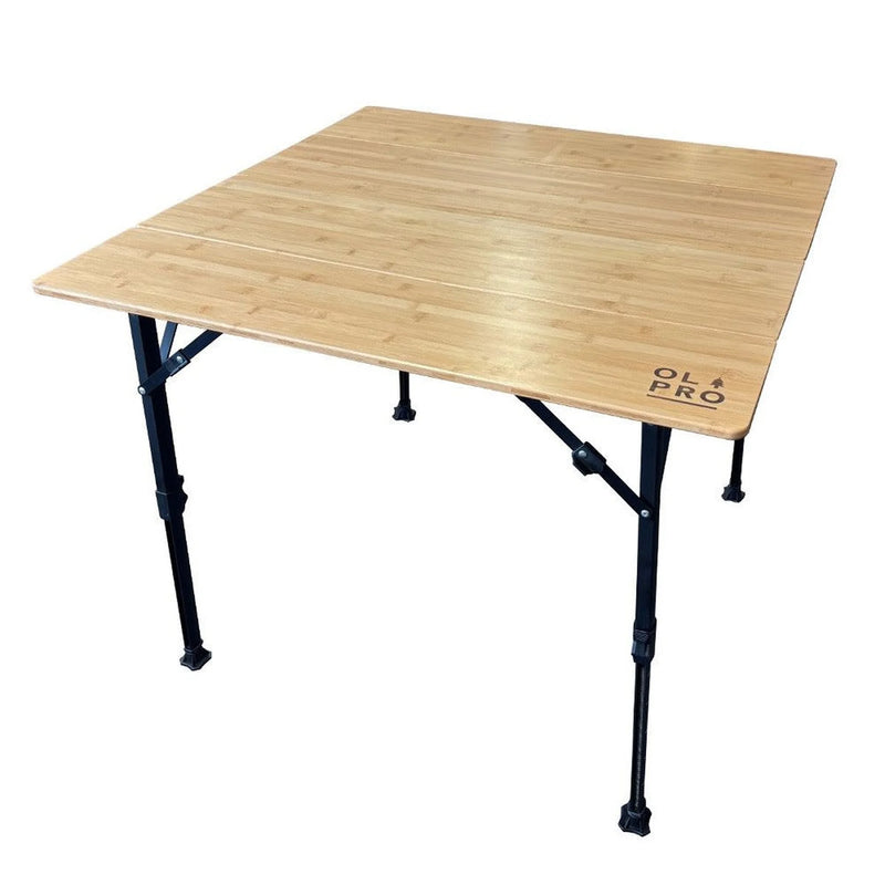 Olpro Bamboo Camping Table 4 Folding Lightweight Aluminium Frame
