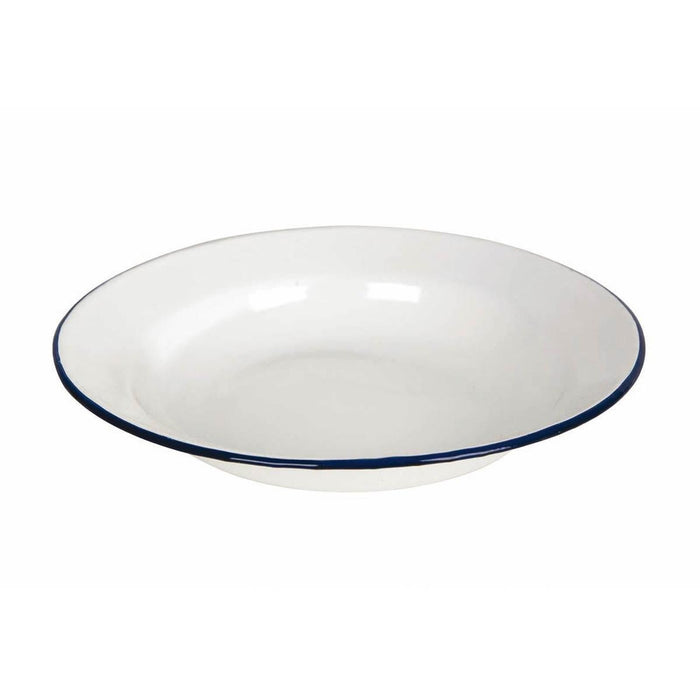Bo-Camp Plate Enamel Dia 24cm White/Blue Bo-Camp - UK Camping And Leisure