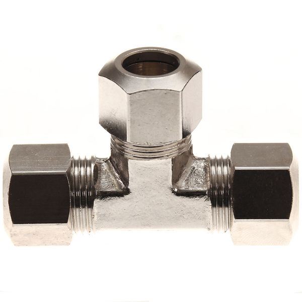3/8" Compression Tee Nickel Plated Brass for Campervan Water Systems
