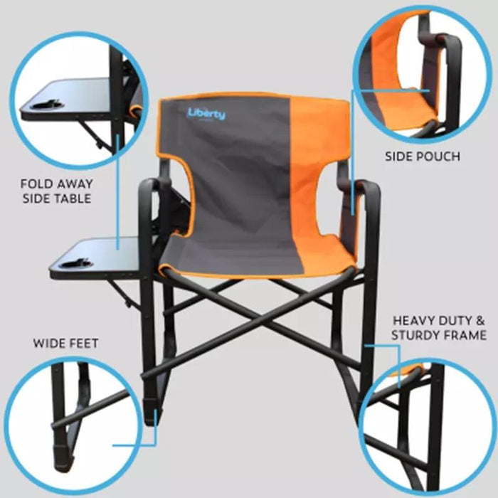 Liberty Director Chair Outdoor Camping Folding Side Table Orange Liberty - UK Camping And Leisure
