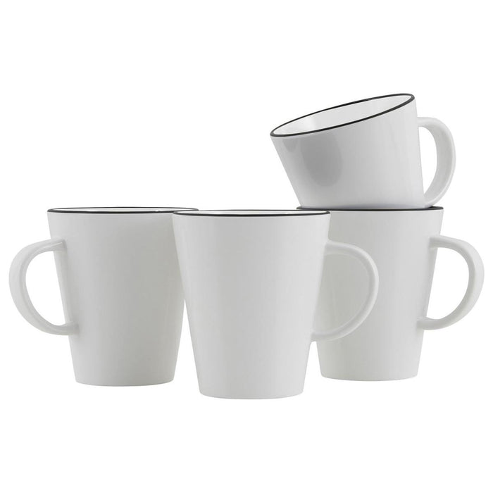 Gimex Linea Line Mug Black 4 Pieces Gimex - UK Camping And Leisure
