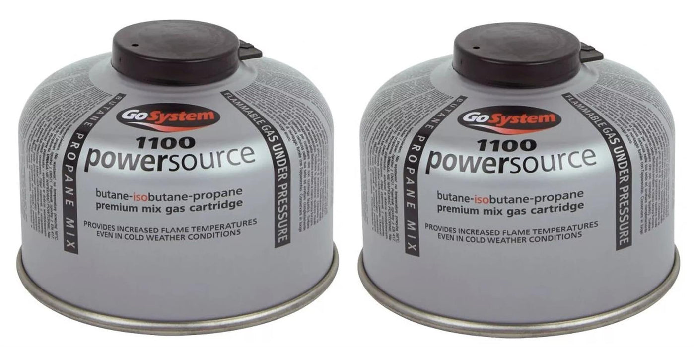 2x Go System PowerSource Butane Propane Threaded Gas Canister - 100g Go System - UK Camping And Leisure