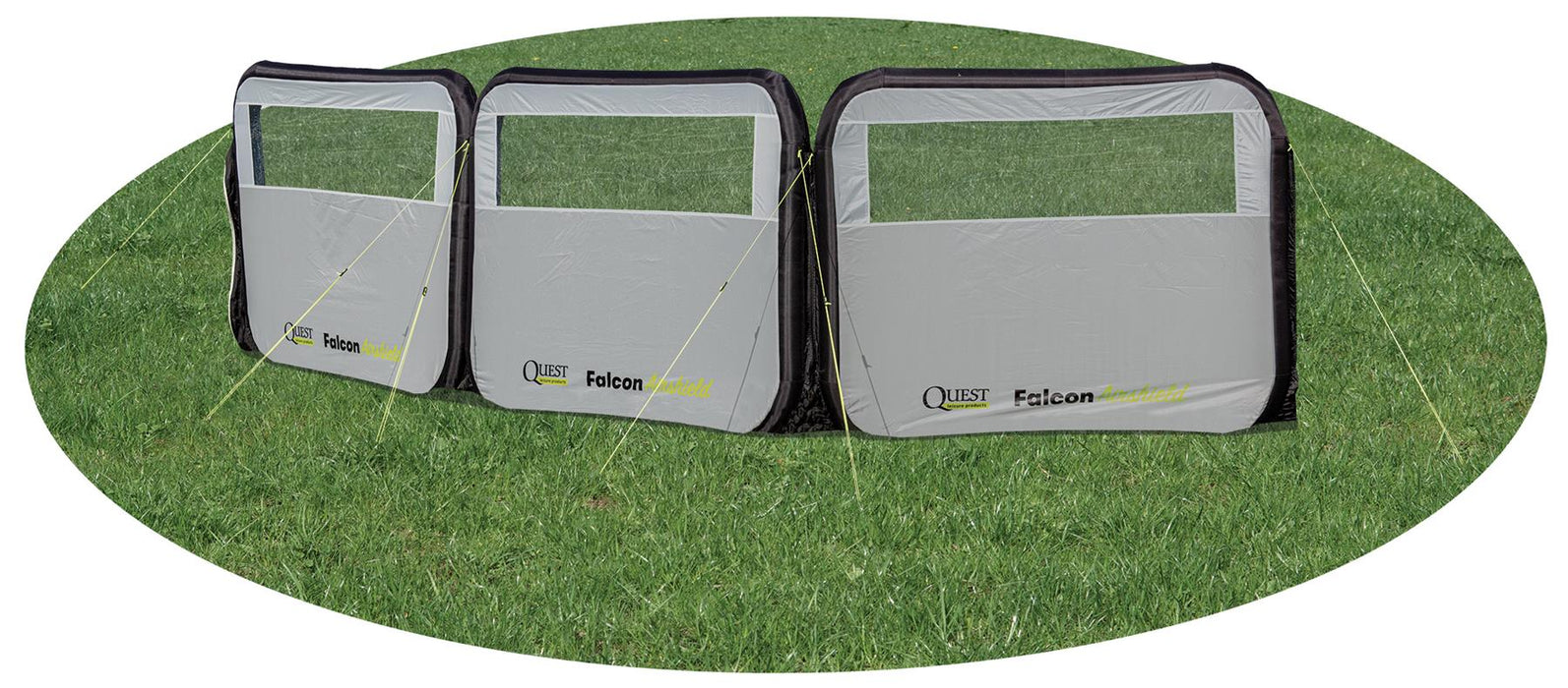 Quest Falcon Pro AirShield 500 Windbreak (3 panels - mid grey) Quest Leisure - UK Camping And Leisure