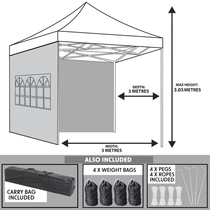 Dellonda 3x3m Pop-Up Gazebo & Side Walls Water Resistant Fabric  - Beige Dellonda - UK Camping And Leisure