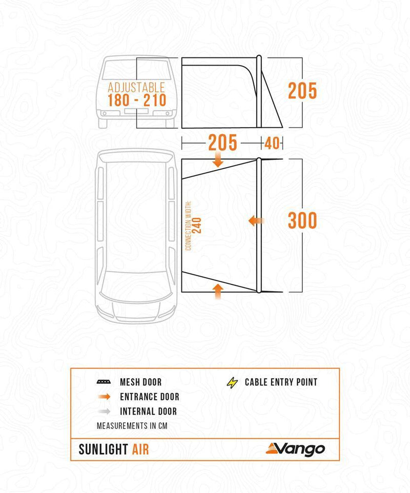 Vango Sunlight Air - Awning/Canopy for Campervans Low Cloud Grey | waterproof, lightweight, compact pack, inflatable
