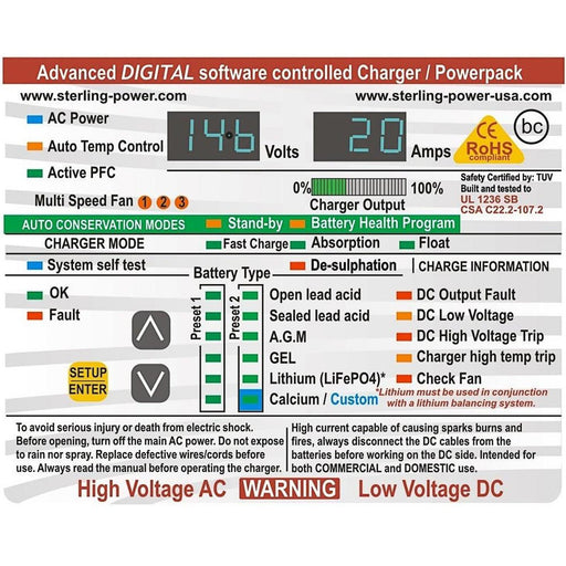 Sterling Battery Charger Pro-U 12V 50Amp Sterling Power - UK Camping And Leisure