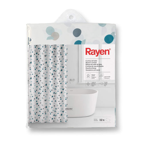 Shower Curtain White & Green Dot 234701 Rayen - UK Camping And Leisure