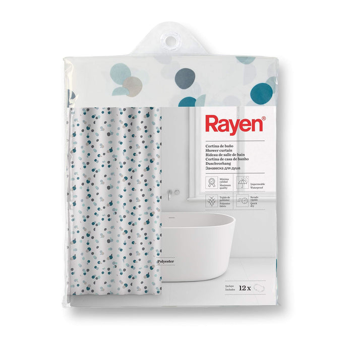 Shower Curtain White & Green Dot 234701 Rayen - UK Camping And Leisure