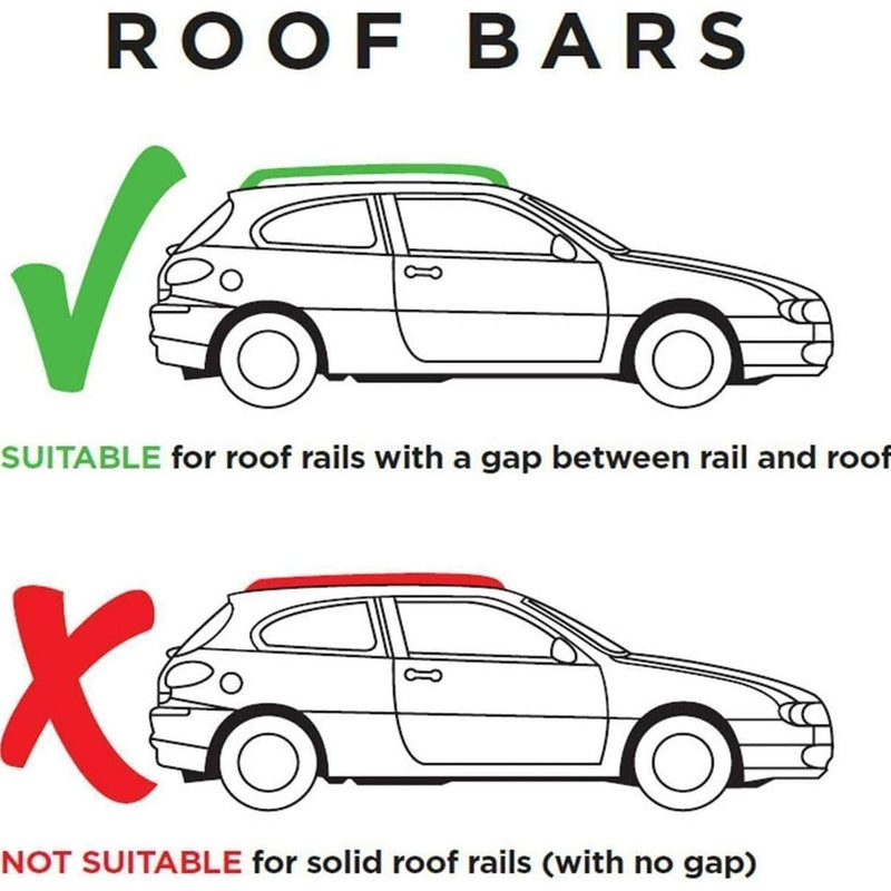 SUP-830 Premium Railing Roof Bar for Cars with Raised Running Rails, Black Steel, Set of 2 - View 7