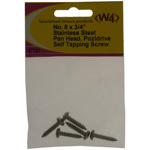 MDS1203 W4 No 8 x 3/4 Self Tapping Stainless Steel Pan head 10 pack 37721 W4 - UK Camping And Leisure