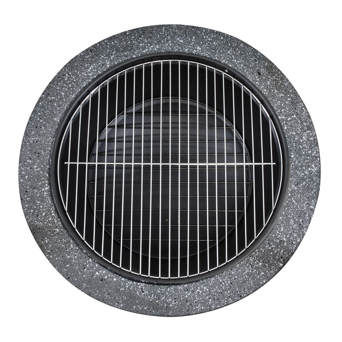 Dellonda Round MgO Fire Pit with BBQ Grill Ø60cm Safety Mesh Screen - Dark Grey Dellonda - UK Camping And Leisure