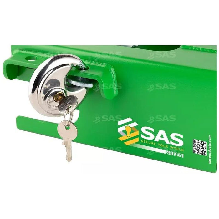 SAS Green Series Vault Hitchlock Coupling Trailer Lock Robust Universal High Viz SAS - UK Camping And Leisure