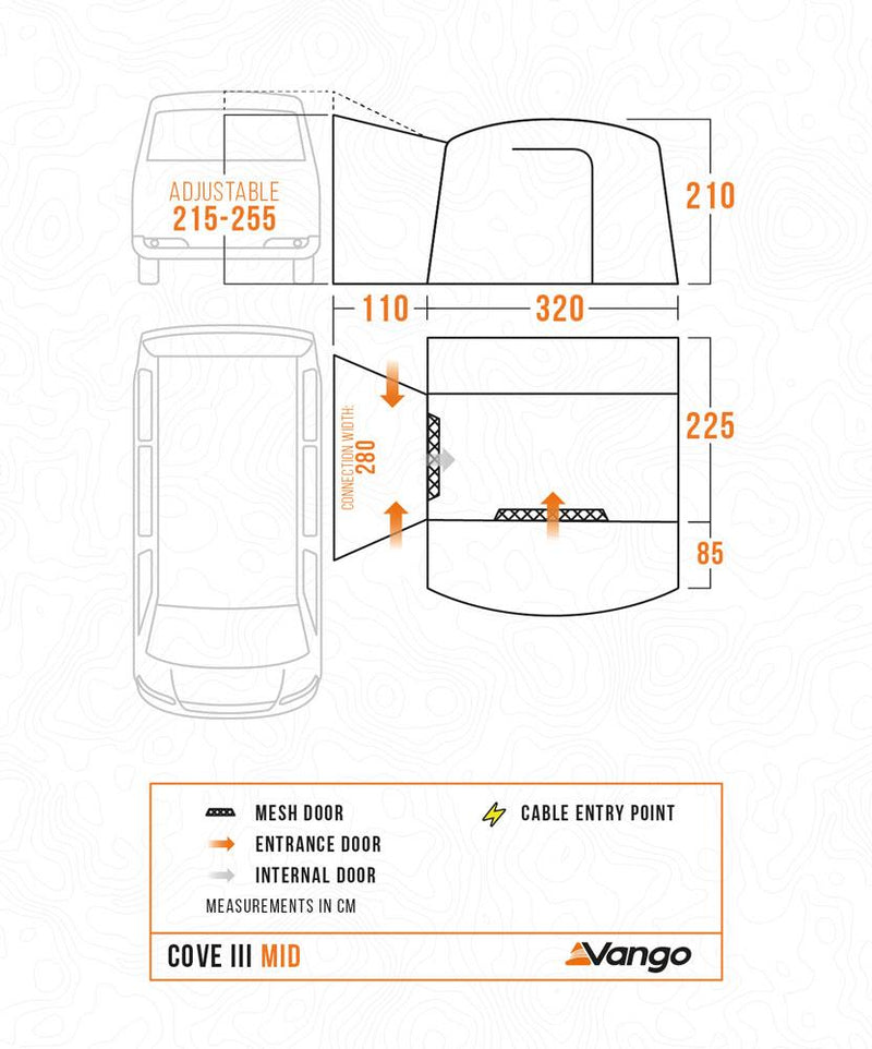 Vango Cove III Mid Smoke Drive Away Awning (215-255) | poled, waterproof, sewn-in groundsheet, lightweight